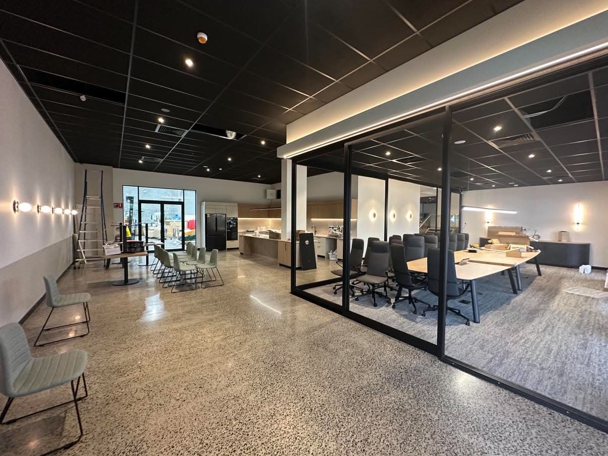 Office reception and glass meeting rooms