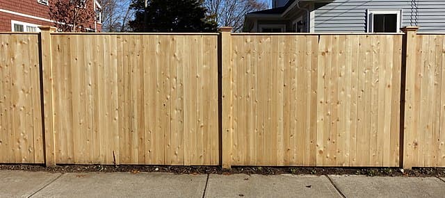Stained timber deck and fence